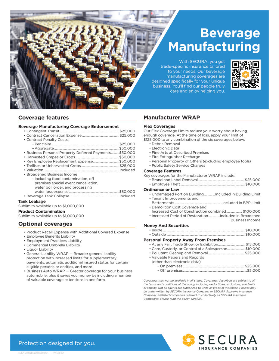 Beverage Manufacturing WRAP Sell Sheet